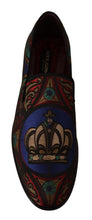 Multicolor Jacquard Crown Slippers Loafers Shoes Dolce & Gabbana