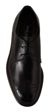Black Leather Dress Formal Derby Shoes Dolce & Gabbana