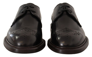 Black Leather Dress Formal Derby Shoes Dolce & Gabbana