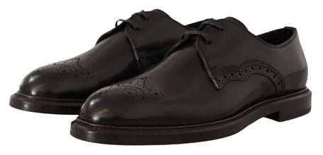 Black Leather Dress Formal Derby Shoes Dolce & Gabbana