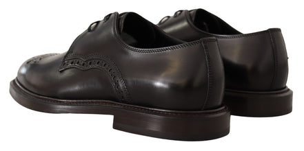 Black Leather Dress Formal Derby Shoes Dolce & Gabbana
