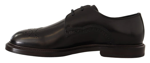 Black Leather Dress Formal Derby Shoes Dolce & Gabbana