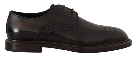 Black Leather Dress Formal Derby Shoes Dolce & Gabbana