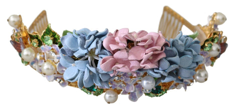 Gold Crystal Purple Hortensia Headband Crown Diadem Dolce & Gabbana