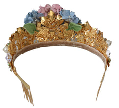 Gold Crystal Purple Hortensia Headband Crown Diadem Dolce & Gabbana