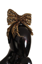 Gold Crystal Beaded Sequined Silk Bow Headband Diadem Dolce & Gabbana