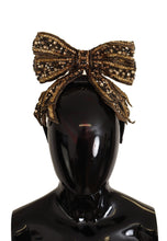 Gold Crystal Beaded Sequined Silk Bow Headband Diadem Dolce & Gabbana