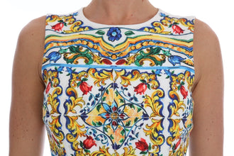 White Majoilca Sleeveless Sheath A-line Dress Dolce & Gabbana