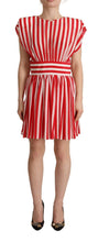 Red White Stripes Silk Mini A-line Dress Dolce & Gabbana