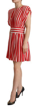 Red White Stripes Silk Mini A-line Dress Dolce & Gabbana