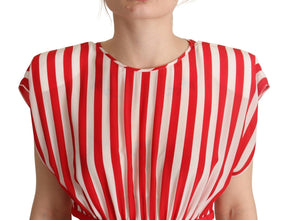Red White Stripes Silk Mini A-line Dress Dolce & Gabbana