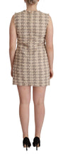 Beige Checkered Sleeveless Mini Shift Dress Dolce & Gabbana