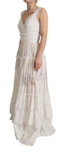 White Cotton Tiered Long Maxi A-line Dress Dolce & Gabbana