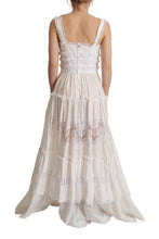 White Cotton Tiered Long Maxi A-line Dress Dolce & Gabbana
