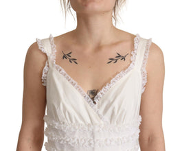White Cotton Tiered Long Maxi A-line Dress Dolce & Gabbana