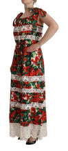 Multicolor Geranium Print Lace Long Maxi Dress Dolce & Gabbana