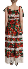 Multicolor Geranium Print Lace Long Maxi Dress Dolce & Gabbana