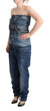 Dark Blue Cotton Strapless Denim Jumpsuit Dress Dolce & Gabbana