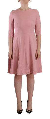 Pink 3/4 Sleeves Viscose Blend A-line Dress Dolce & Gabbana