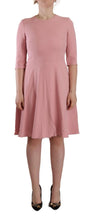 Pink 3/4 Sleeves Viscose Blend A-line Dress Dolce & Gabbana