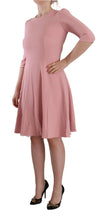 Pink 3/4 Sleeves Viscose Blend A-line Dress Dolce & Gabbana