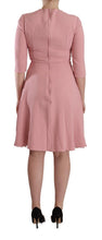 Pink 3/4 Sleeves Viscose Blend A-line Dress Dolce & Gabbana