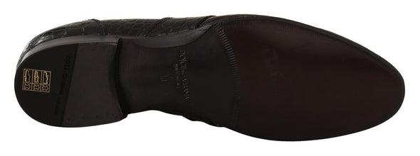 Black Crocodile Leather Slip On Moccasin Shoes Dolce & Gabbana
