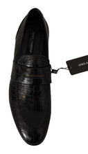 Black Crocodile Leather Slip On Moccasin Shoes Dolce & Gabbana