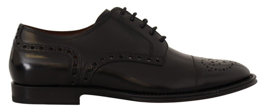 Black Leather Wingtip Mens Formal Derby Shoes Dolce & Gabbana