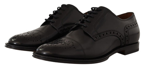 Black Leather Wingtip Mens Formal Derby Shoes Dolce & Gabbana