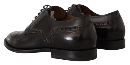 Black Leather Wingtip Mens Formal Derby Shoes Dolce & Gabbana