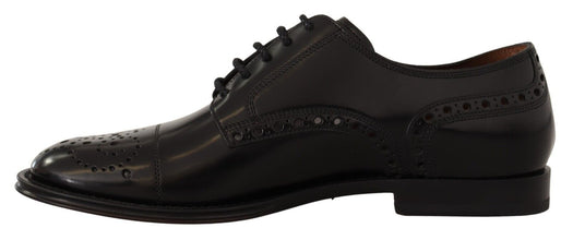 Black Leather Wingtip Mens Formal Derby Shoes Dolce & Gabbana