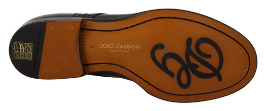 Black Leather Wingtip Mens Formal Derby Shoes Dolce & Gabbana