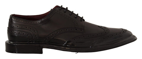 Black Leather Oxford Wingtip Formal Derby Shoes Dolce & Gabbana