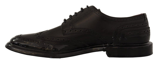 Black Leather Oxford Wingtip Formal Derby Shoes Dolce & Gabbana