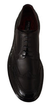 Black Leather Oxford Wingtip Formal Derby Shoes Dolce & Gabbana