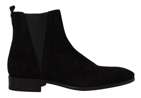 Black Suede Leather Chelsea Mens Boots Shoes Dolce & Gabbana