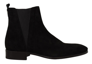 Black Suede Leather Chelsea Mens Boots Shoes Dolce & Gabbana