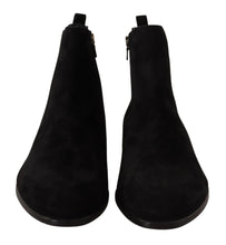 Black Suede Leather Chelsea Mens Boots Shoes Dolce & Gabbana