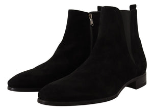 Black Suede Leather Chelsea Mens Boots Shoes Dolce & Gabbana