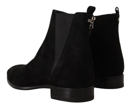 Black Suede Leather Chelsea Mens Boots Shoes Dolce & Gabbana
