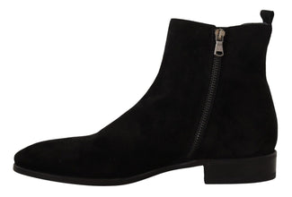 Black Suede Leather Chelsea Mens Boots Shoes Dolce & Gabbana