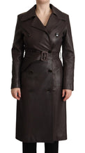 Dark Brown Leather Long Sleeves Belted Jacket Dolce & Gabbana
