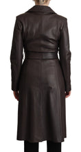 Dark Brown Leather Long Sleeves Belted Jacket Dolce & Gabbana