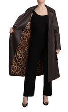 Dark Brown Leather Long Sleeves Belted Jacket Dolce & Gabbana