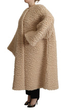 Beige Cashmere Wool Faux Fur Coat Jacket Dolce & Gabbana