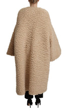 Beige Cashmere Wool Faux Fur Coat Jacket Dolce & Gabbana