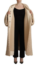 Beige Cashmere Wool Faux Fur Coat Jacket Dolce & Gabbana