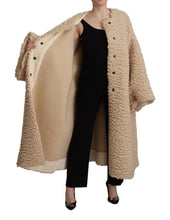 Beige Cashmere Wool Faux Fur Coat Jacket Dolce & Gabbana