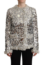 Silver Sequined Shearling Long Sleeves Jacket Dolce & Gabbana